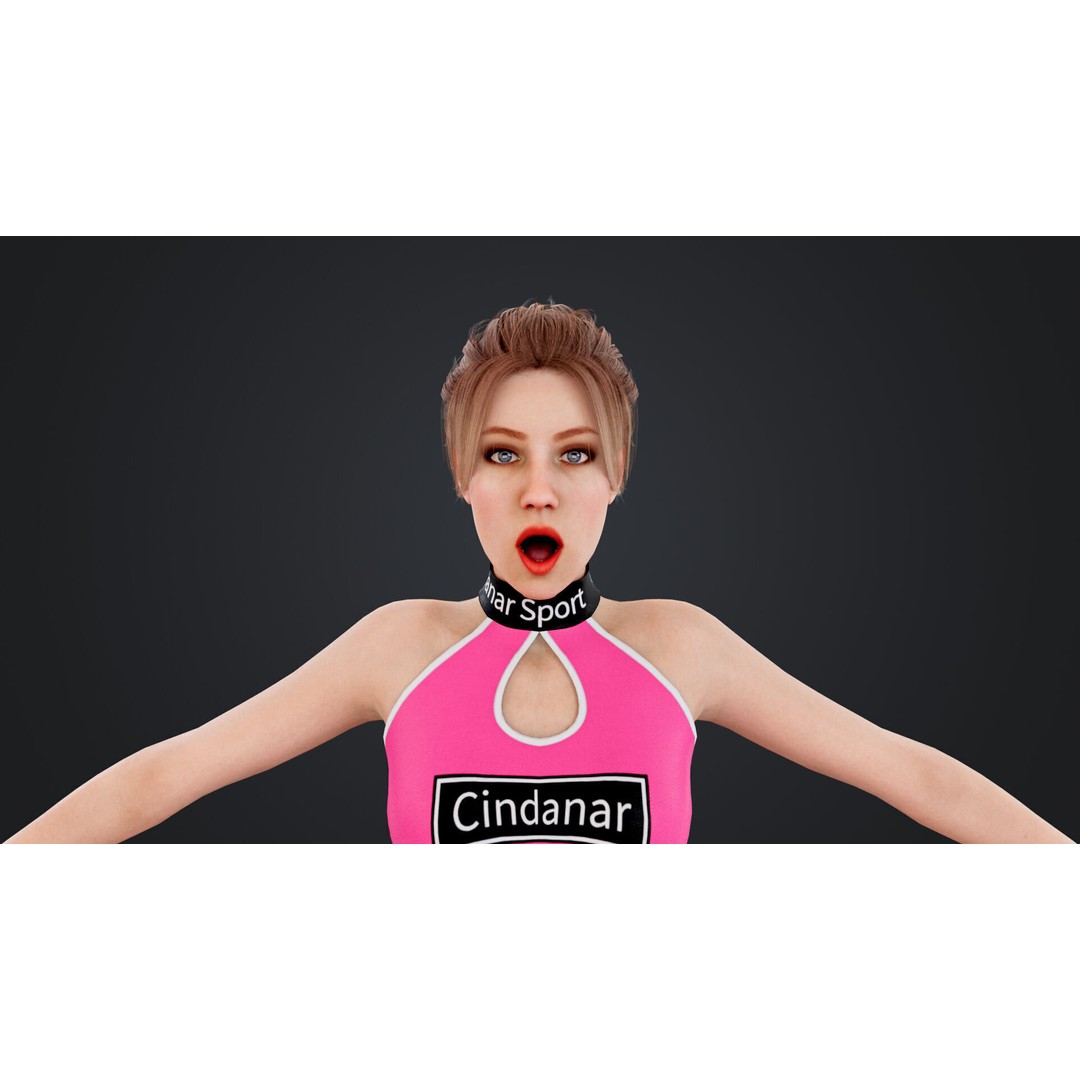 Cheerleader 3D Model – Low Poly Rigged Character for Animation - View 20