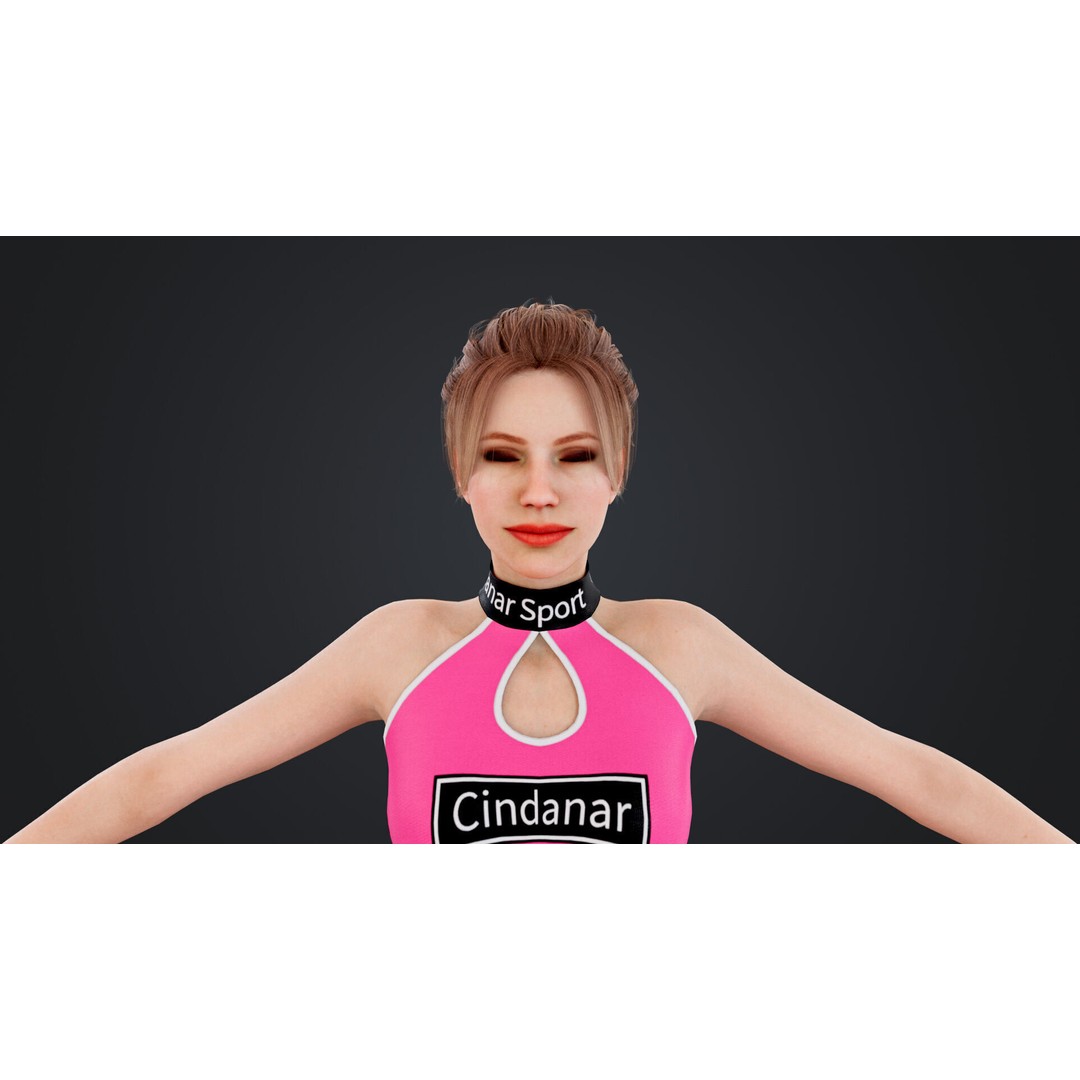 Cheerleader 3D Model – Low Poly Rigged Character for Animation - View 21