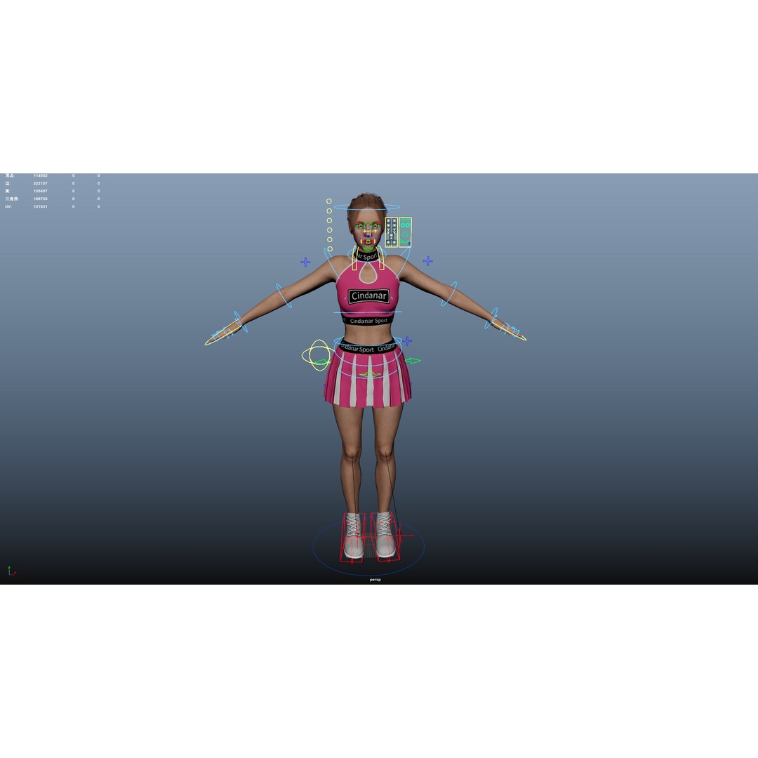 Cheerleader 3D Model – Low Poly Rigged Character for Animation - View 23