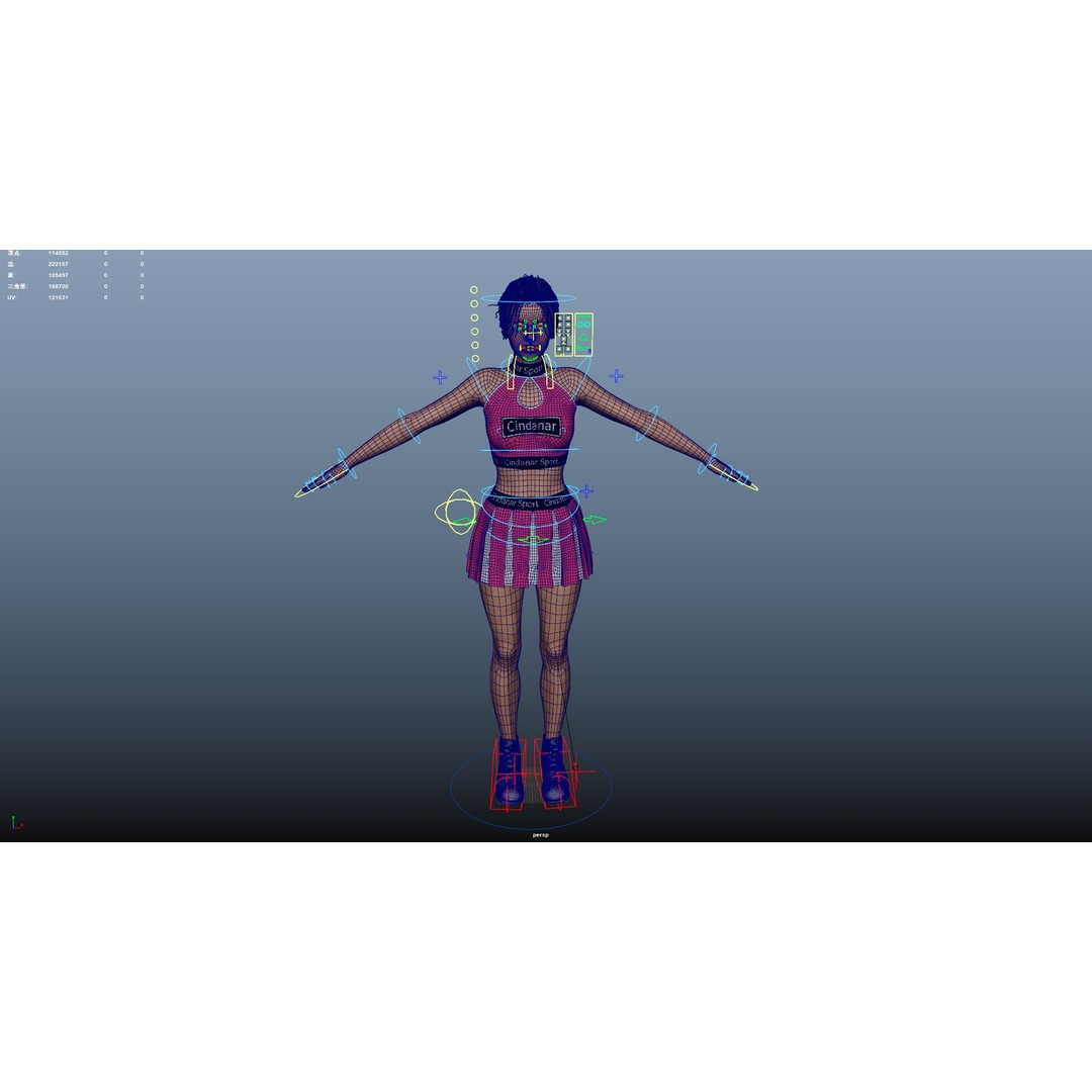 Cheerleader 3D Model – Low Poly Rigged Character for Animation - View 24