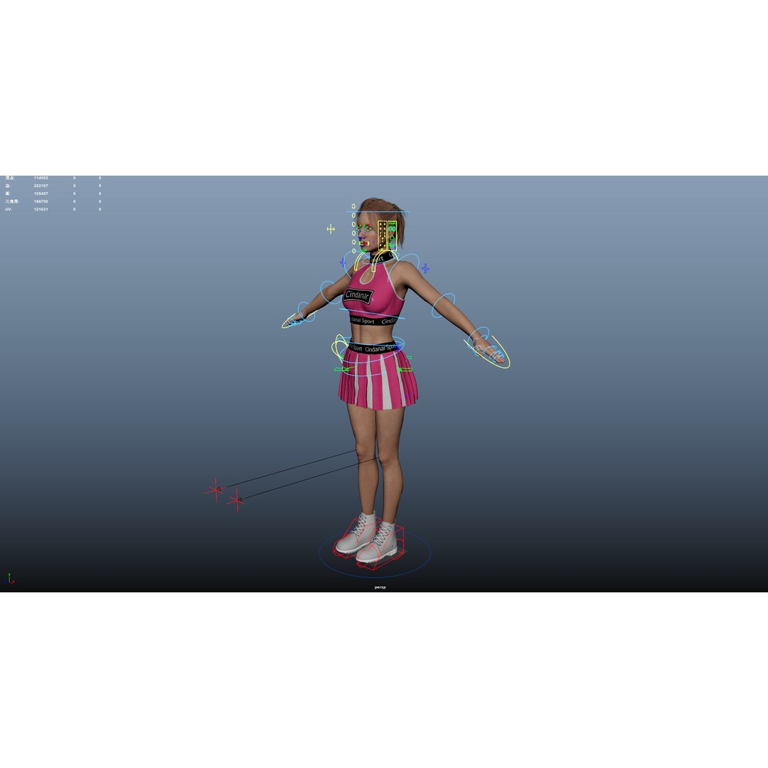 Cheerleader 3D Model – Low Poly Rigged Character for Animation - View 25