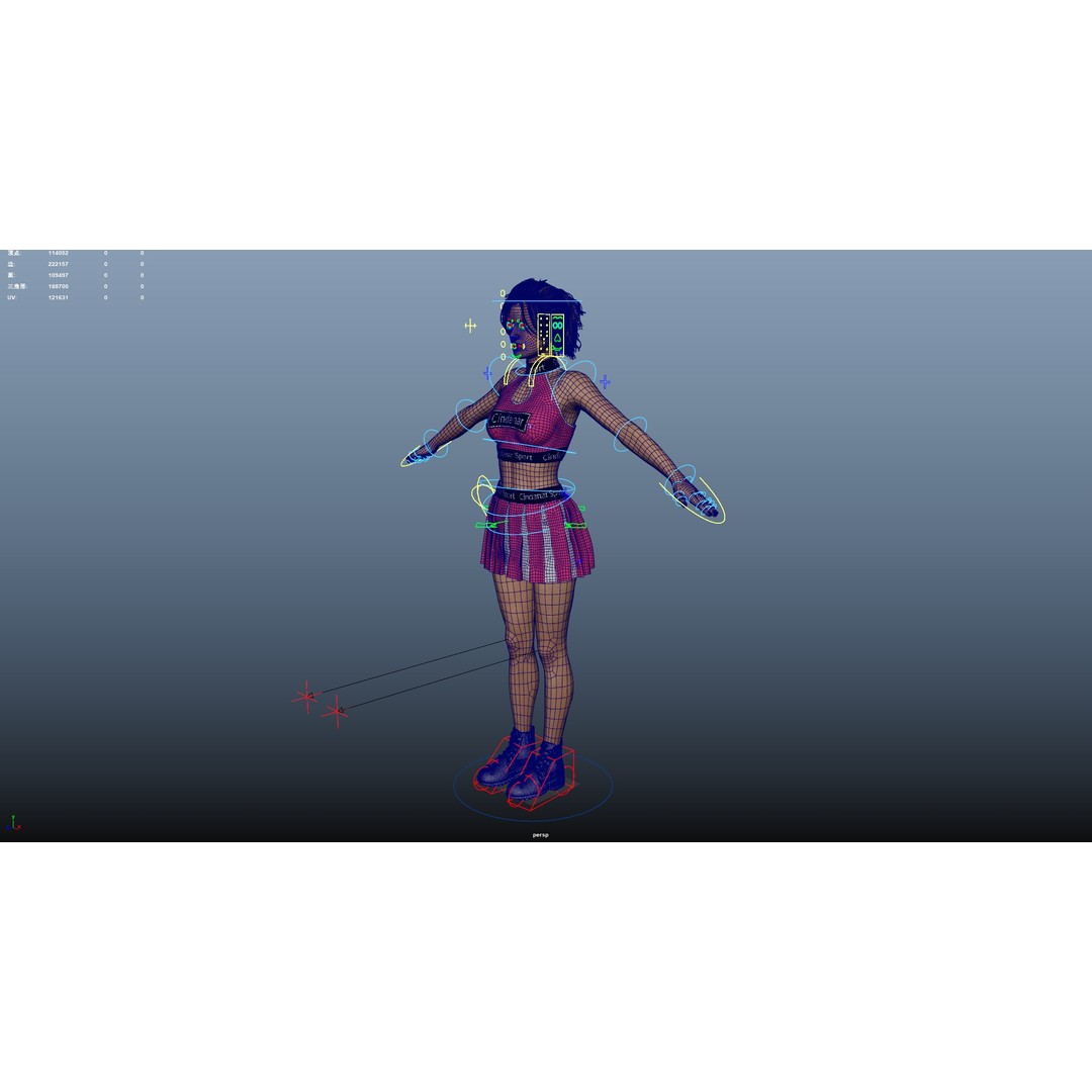 Cheerleader 3D Model – Low Poly Rigged Character for Animation - View 26