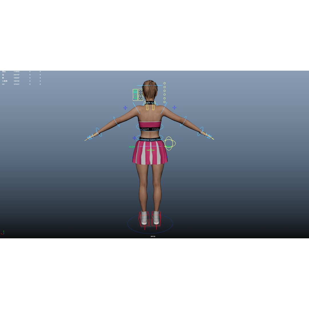Cheerleader 3D Model – Low Poly Rigged Character for Animation - View 27