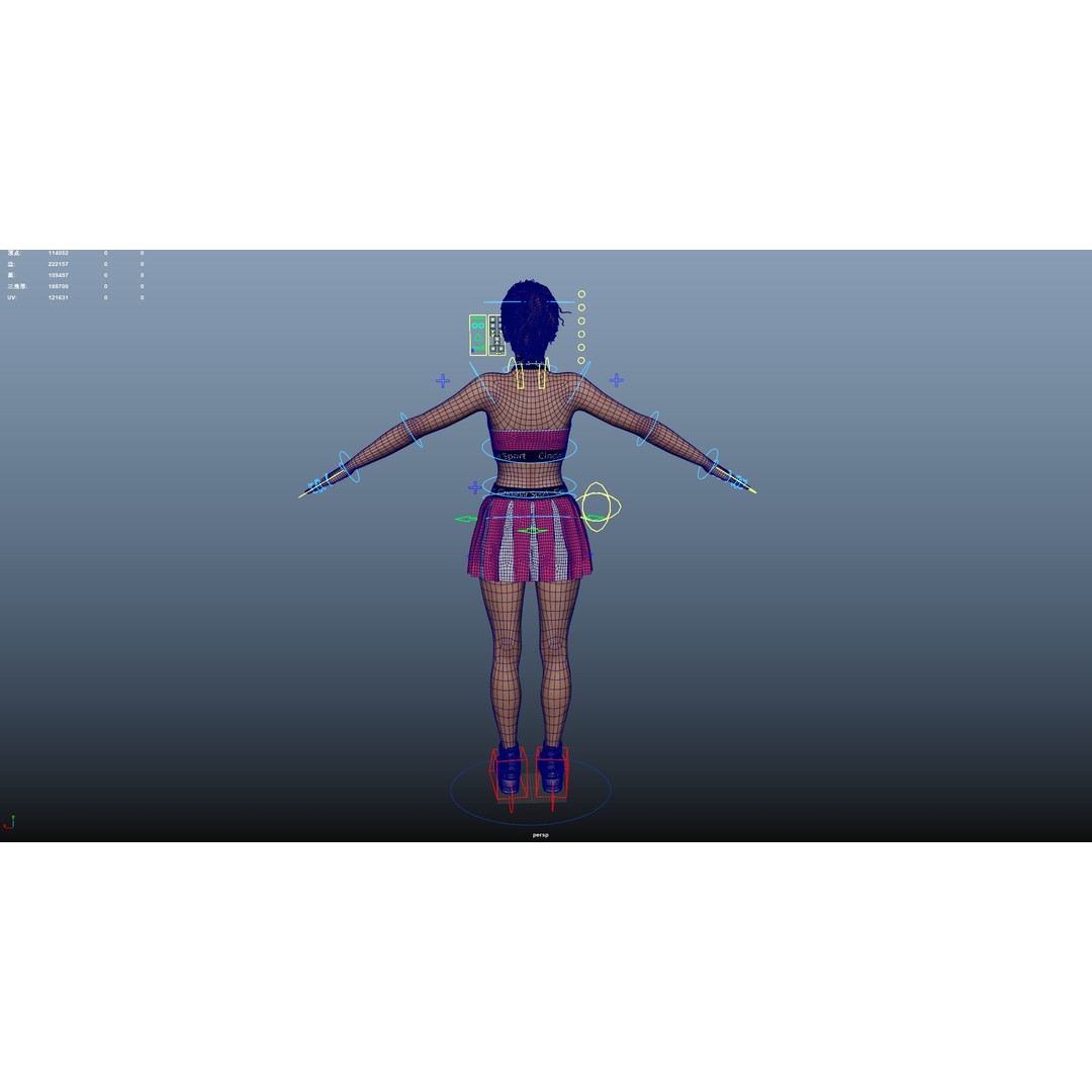 Cheerleader 3D Model – Low Poly Rigged Character for Animation - View 28
