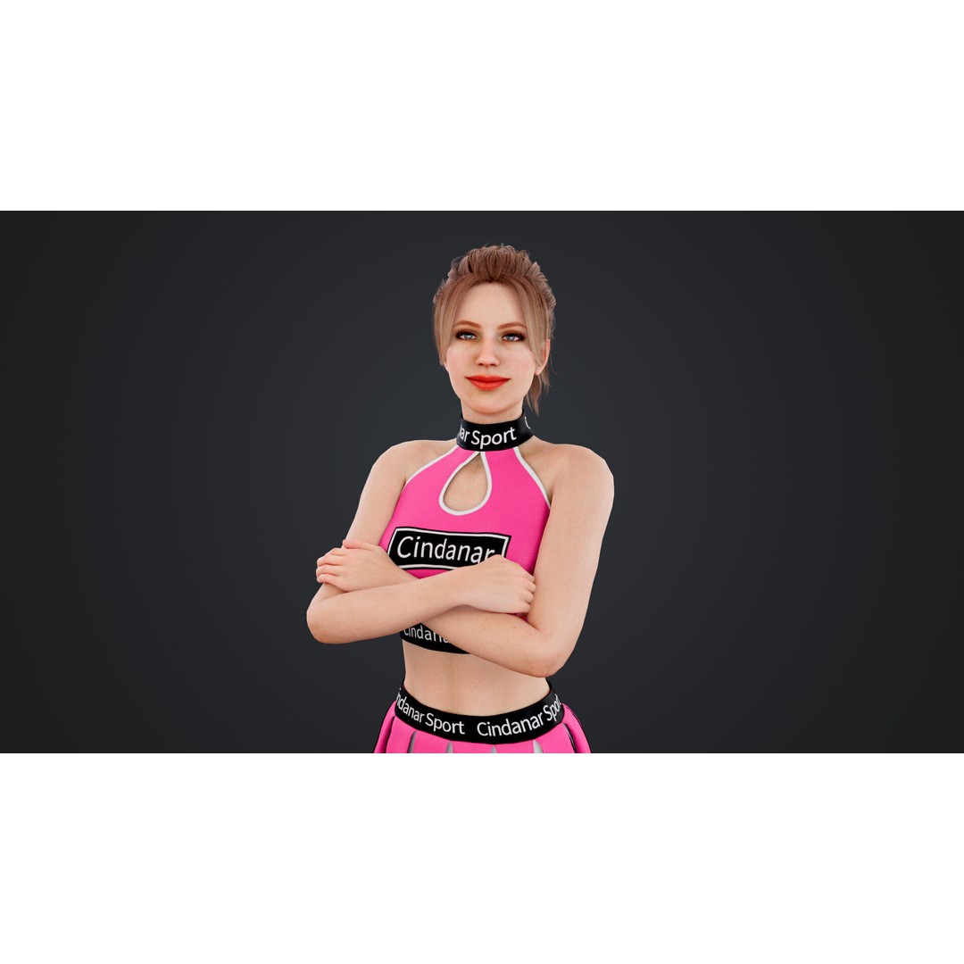 Cheerleader 3D Model – Low Poly Rigged Character for Animation - View 4