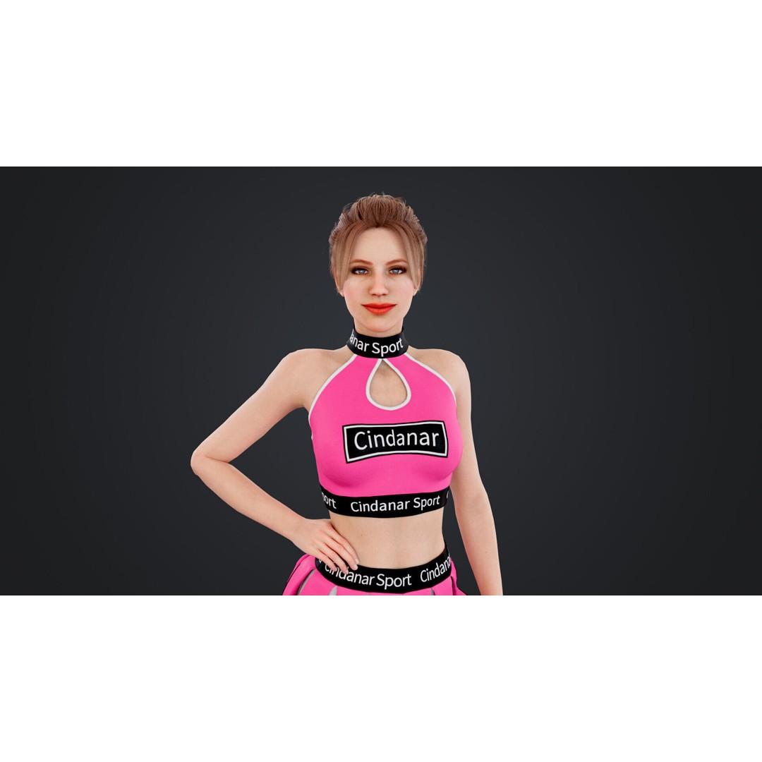 Cheerleader 3D Model – Low Poly Rigged Character for Animation - View 5