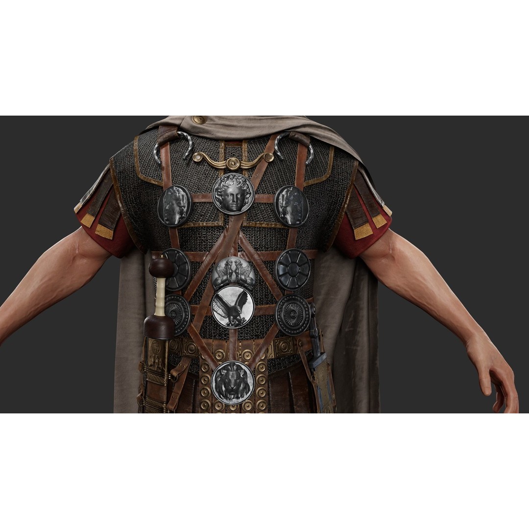 Roman Centurion 3D Model – Low Poly Character with PBR Textures - View 10