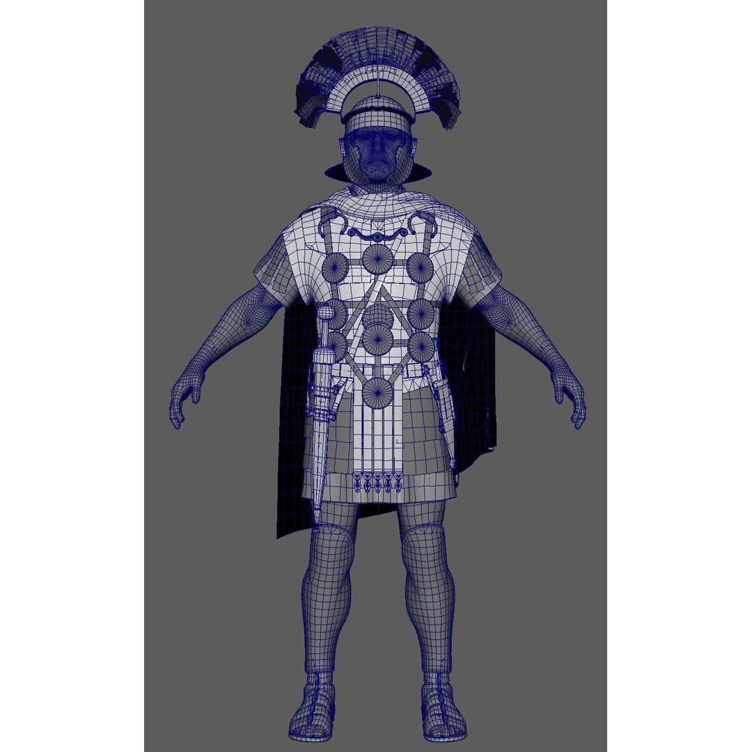 Roman Centurion 3D Model – Low Poly Character with PBR Textures - View 12