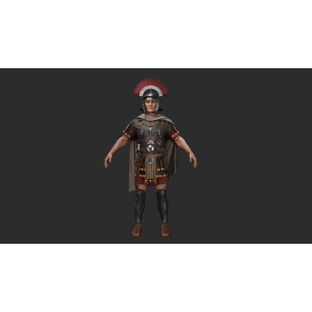 Roman Centurion 3D Model – Low Poly Character with PBR Textures - View 3