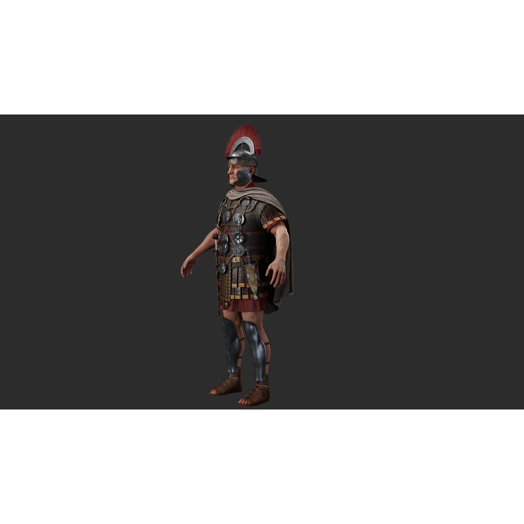 Roman Centurion 3D Model – Low Poly Character with PBR Textures - View 4