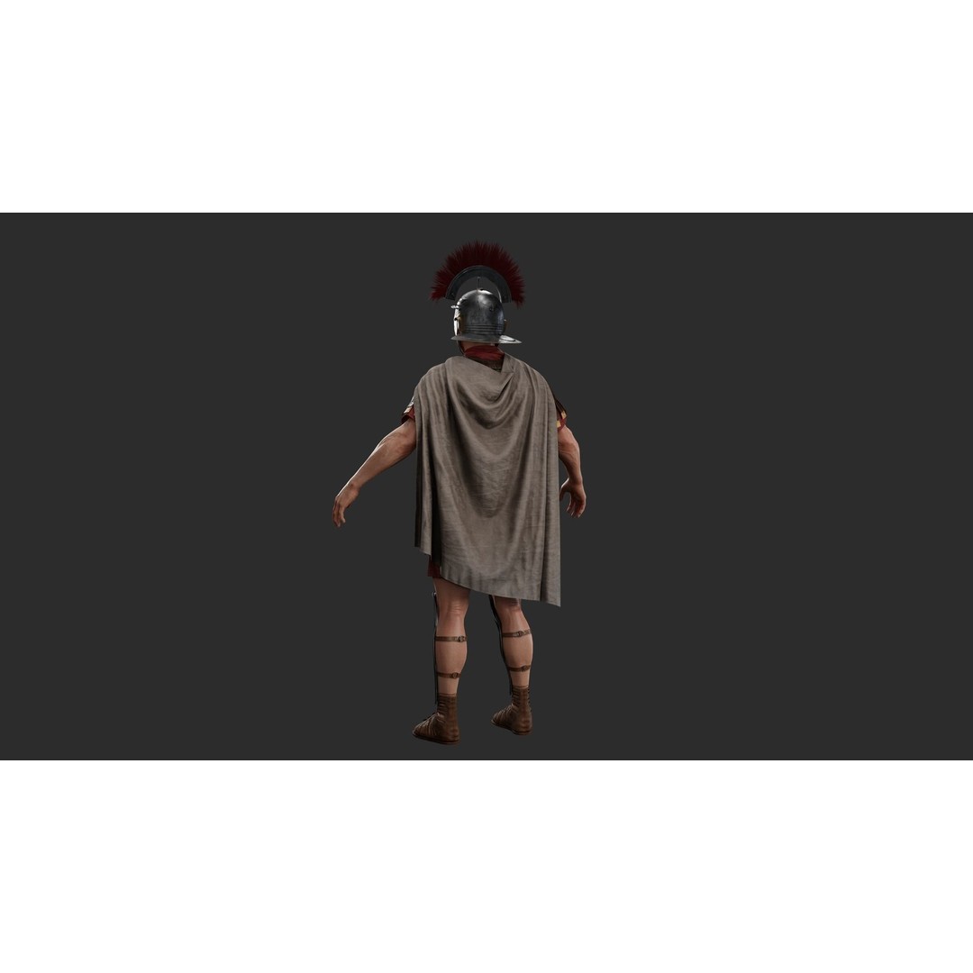 Roman Centurion 3D Model – Low Poly Character with PBR Textures - View 6