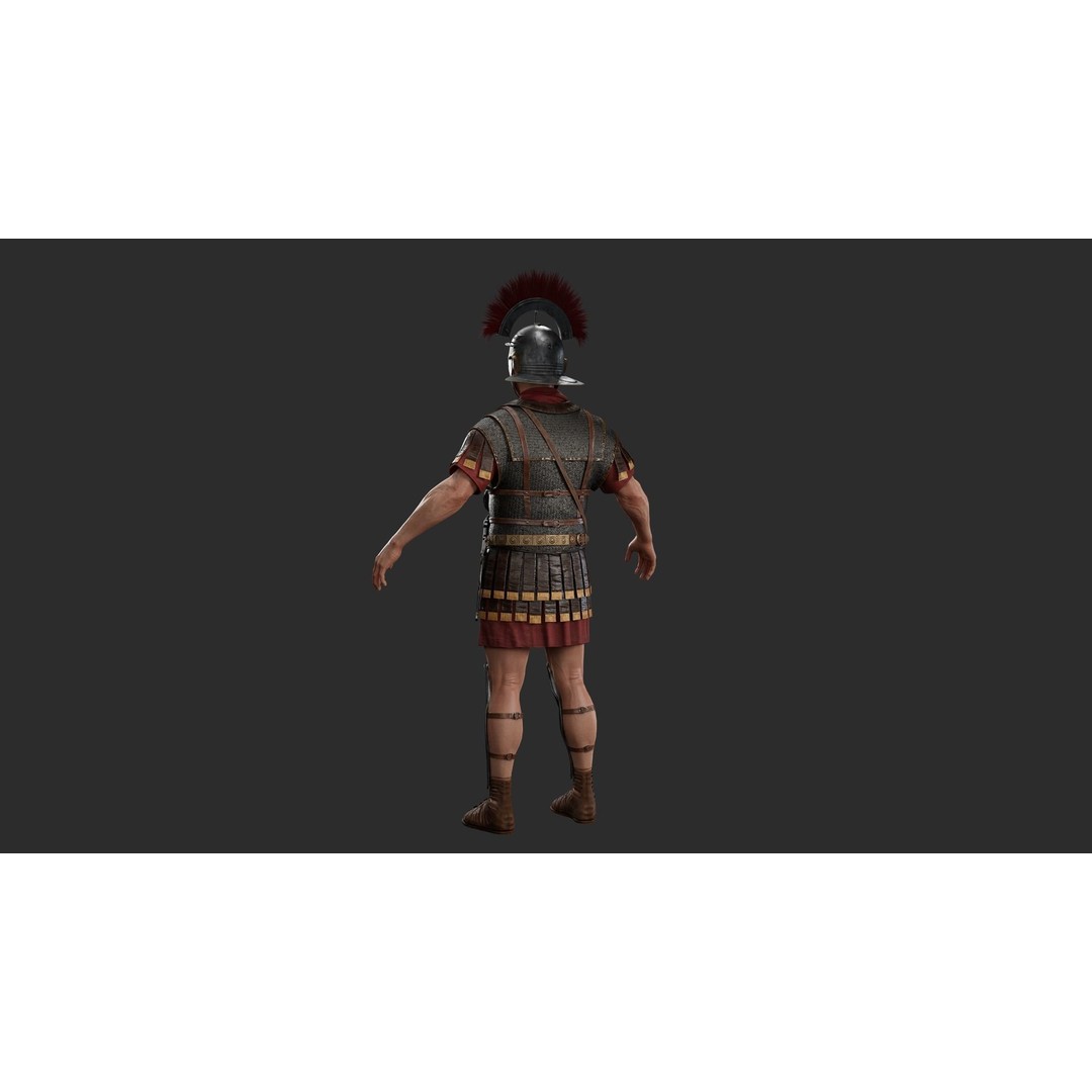 Roman Centurion 3D Model – Low Poly Character with PBR Textures - View 7