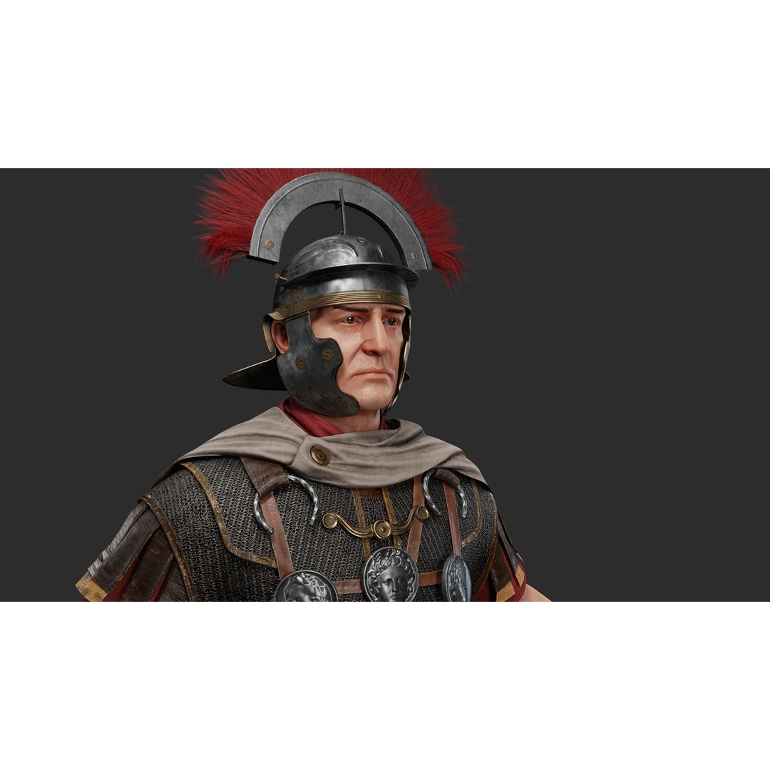 Roman Centurion 3D Model – Low Poly Character with PBR Textures - View 9