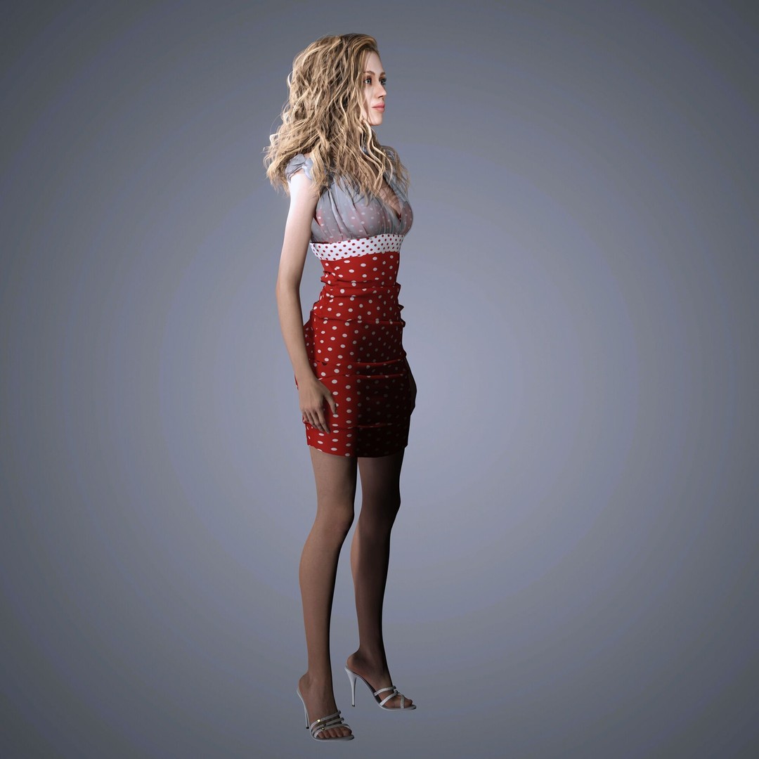 Miley Cyrus 3D Model – Low Poly Rigged Character for Animation, FBX - View 10