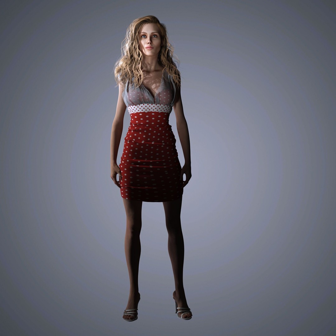 Miley Cyrus 3D Model – Low Poly Rigged Character for Animation, FBX - View 11