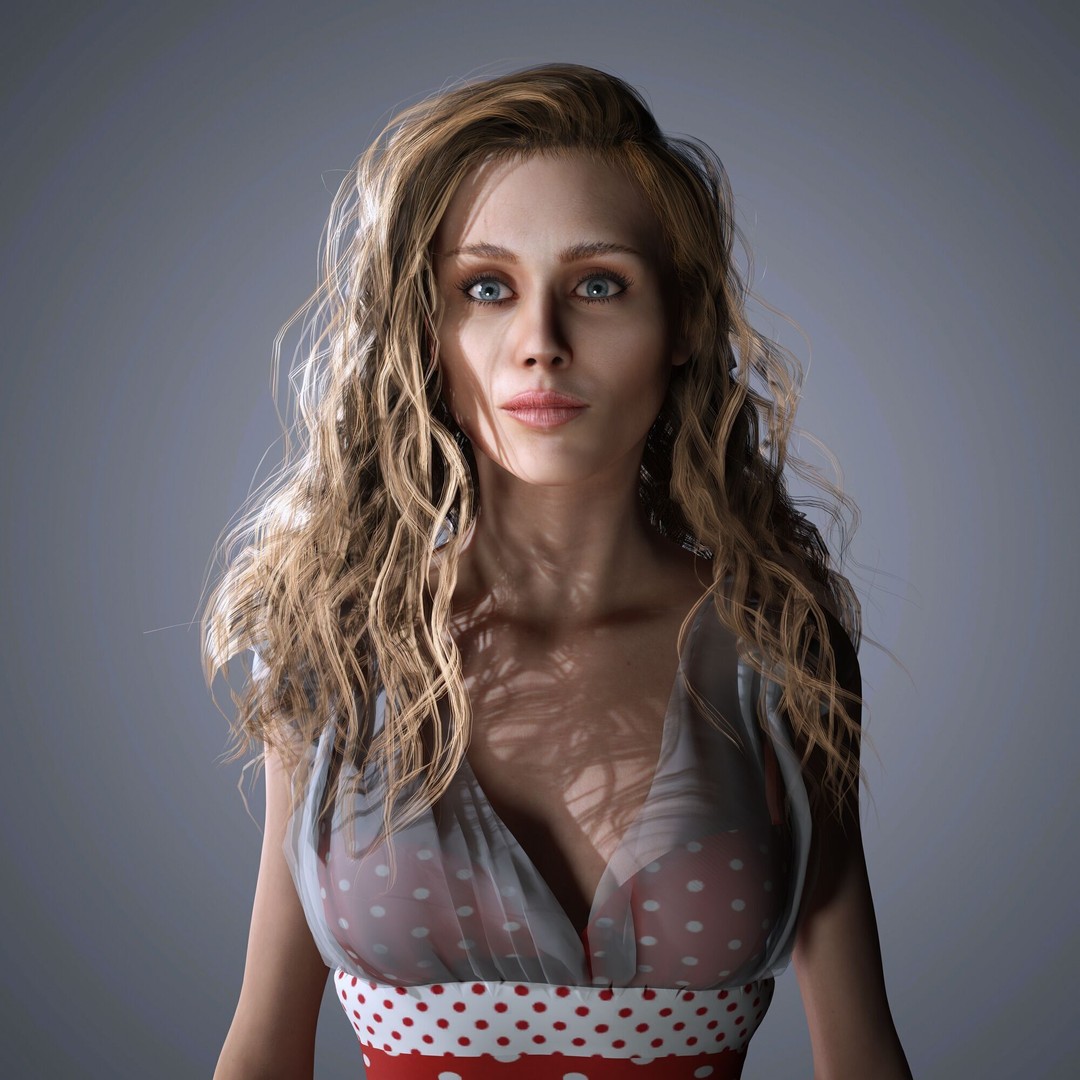 Miley Cyrus 3D Model – Low Poly Rigged Character for Animation, FBX - View 4