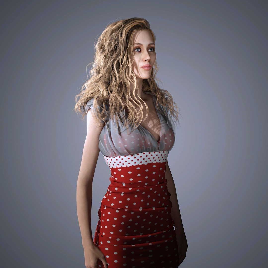 Miley Cyrus 3D Model – Low Poly Rigged Character for Animation, FBX - View 6