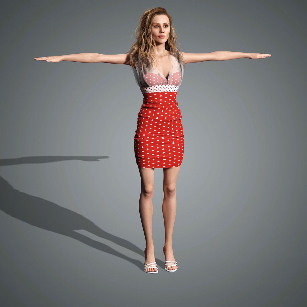 Miley Cyrus 3D Model – Low Poly Rigged Character for Animation, FBX - View 7