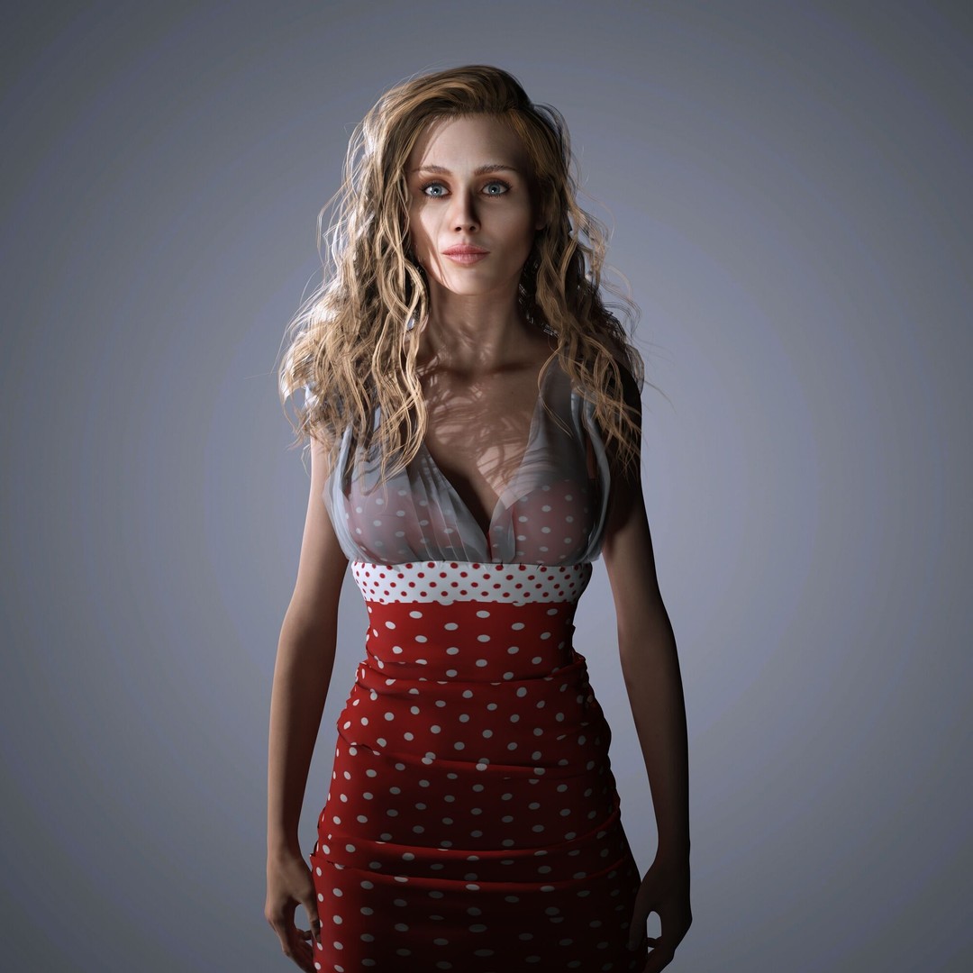 Miley Cyrus 3D Model – Low Poly Rigged Character for Animation, FBX - View 8