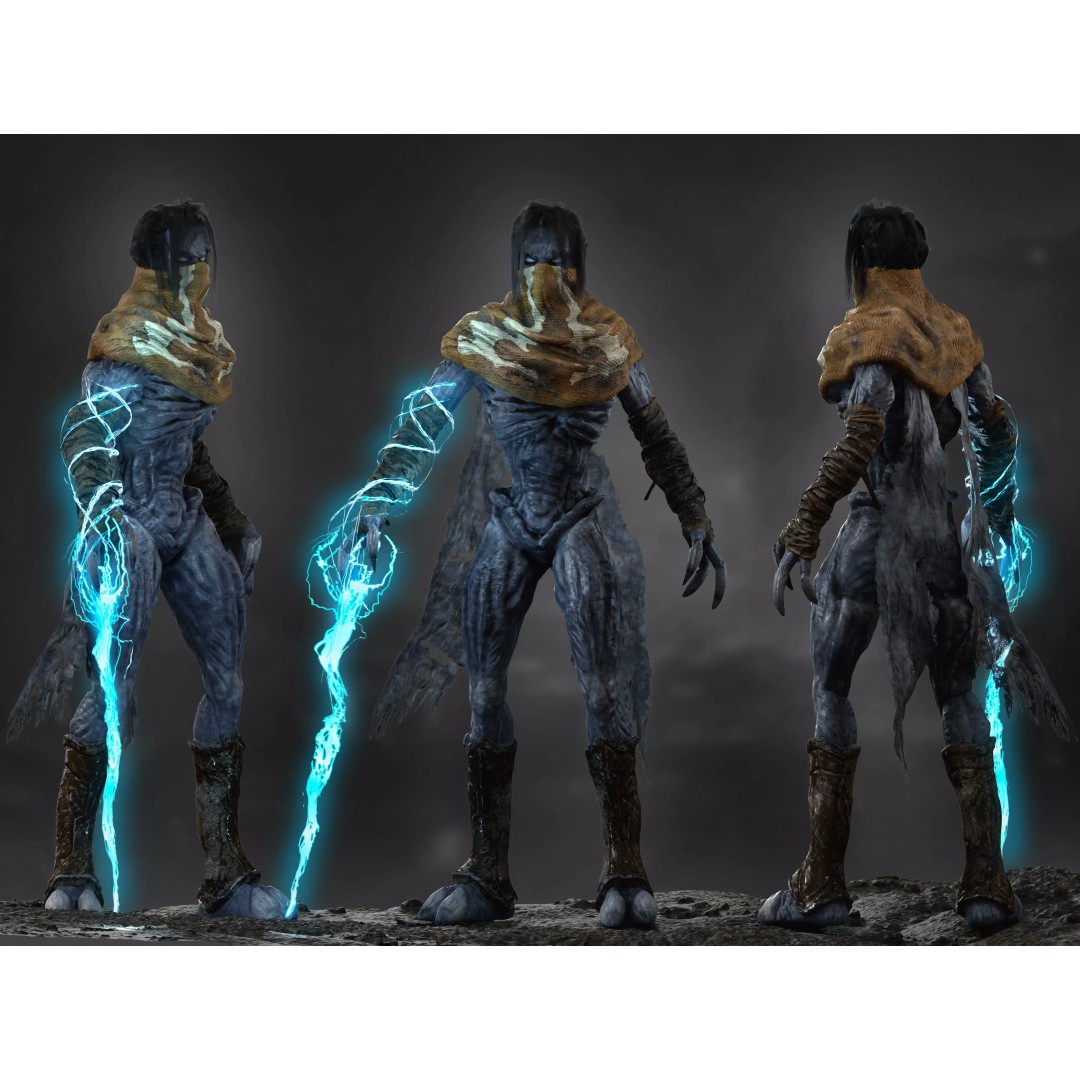 Raziel 3D Model – Low Poly Fantasy Character, Rigged & PBR Textures - View 2