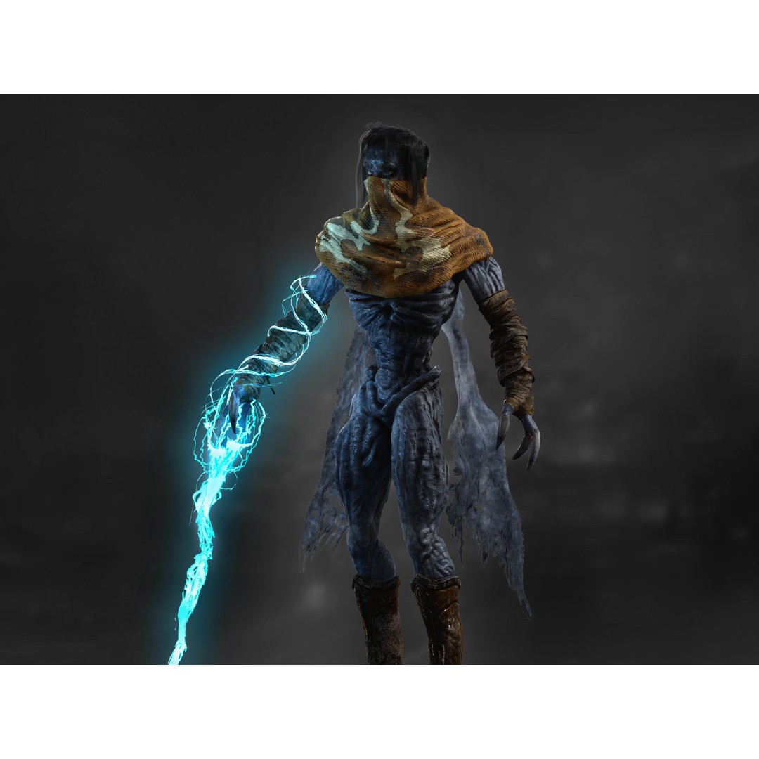 Raziel 3D Model – Low Poly Fantasy Character, Rigged & PBR Textures - View 9