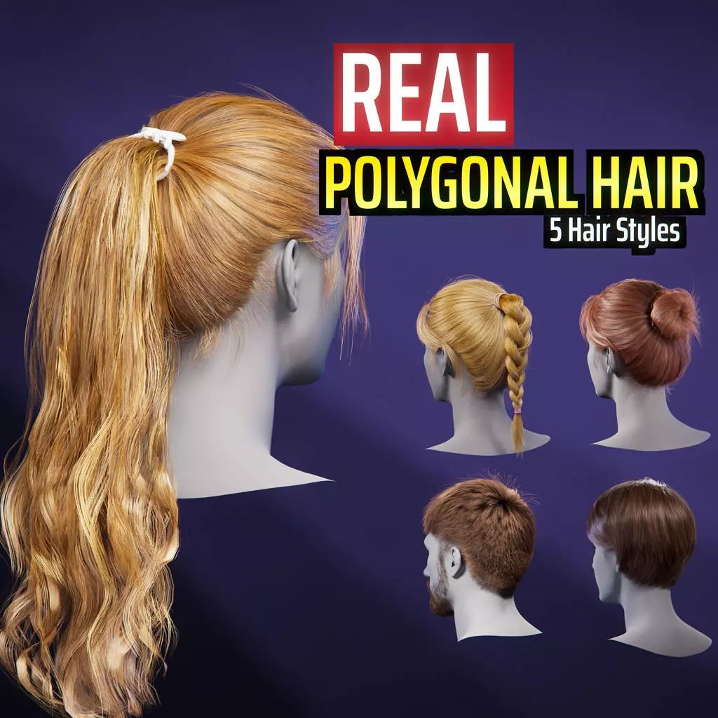 Hair Card 3D Model – Realistic Hairstyles Collection for Characters - View 2