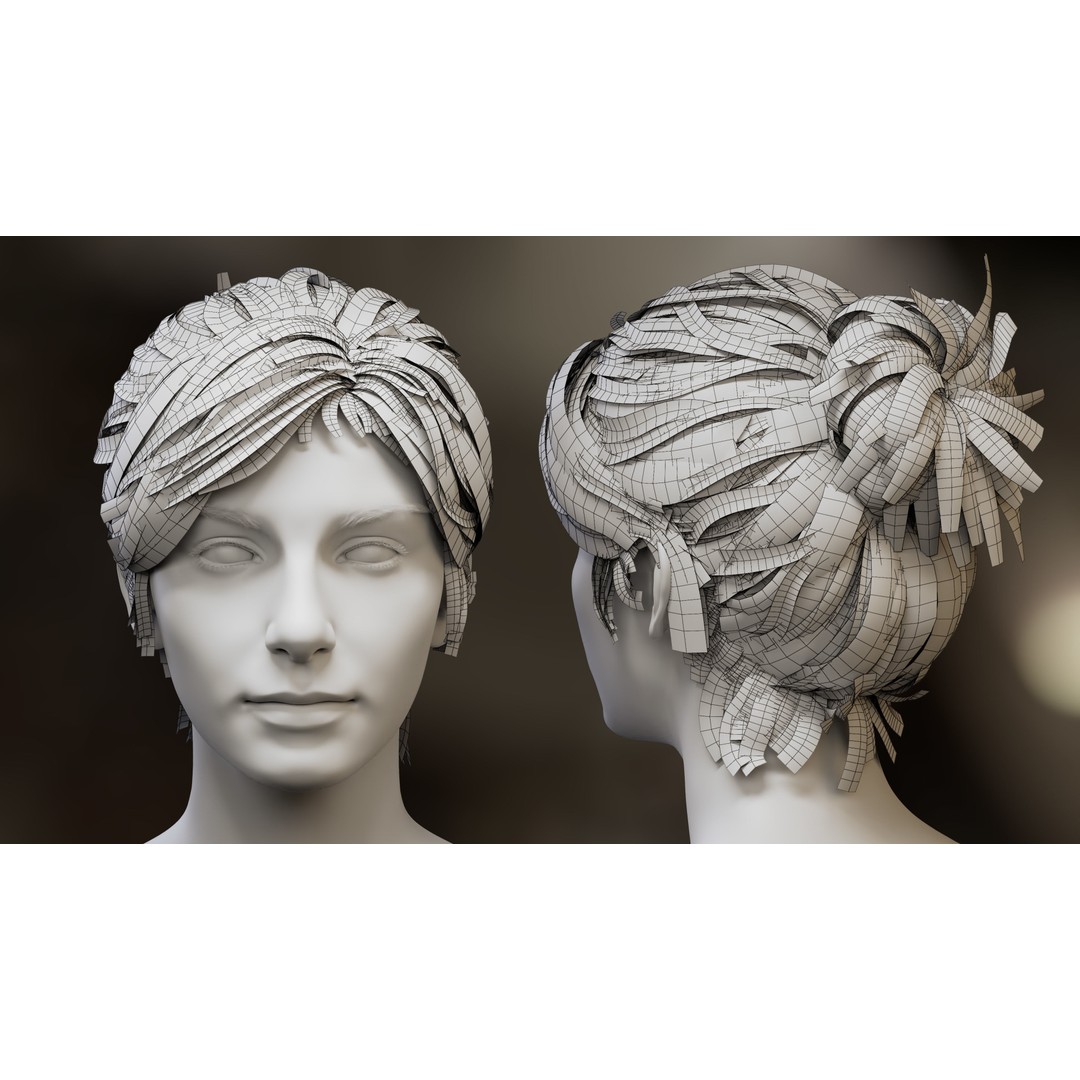 Hair Card 3D Model – Realistic Hairstyles Collection for Characters - View 7