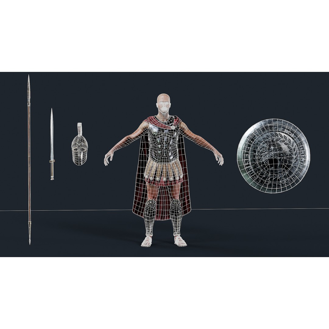 Spartan Hoplite 3D Model – Low Poly Character, Game Ready, FBX - View 15