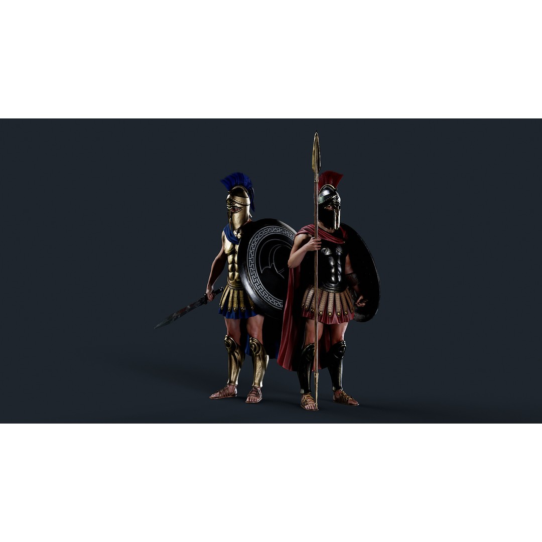 Spartan Hoplite 3D Model – Low Poly Character, Game Ready, FBX - View 3