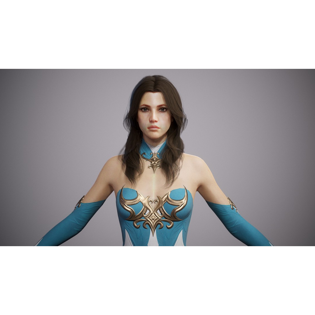 Fantasy Female Wizard 3D Model – Low Poly Game-Ready Asset, FBX, OBJ - View 10