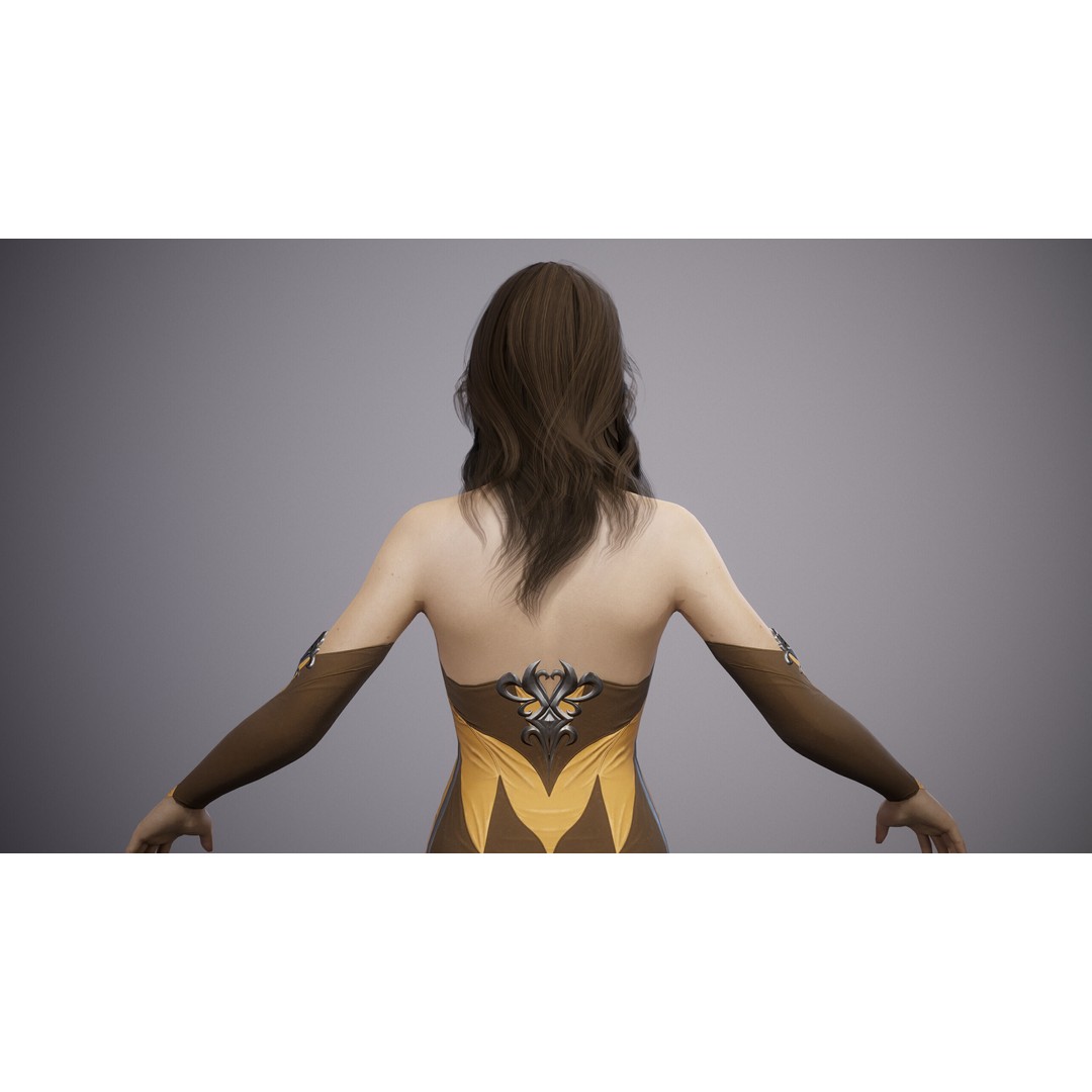 Fantasy Female Wizard 3D Model – Low Poly Game-Ready Asset, FBX, OBJ - View 11