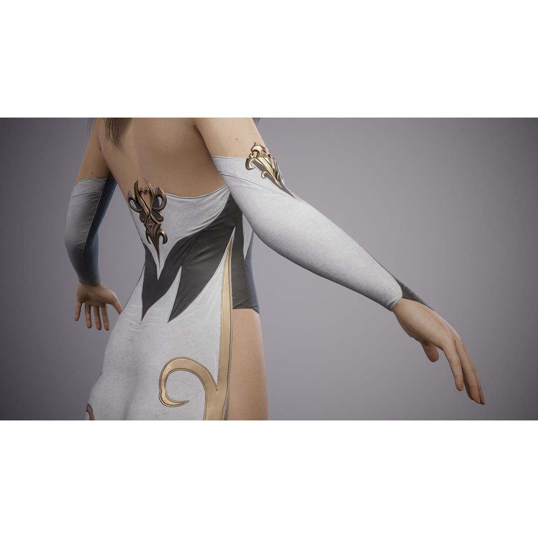 Fantasy Female Wizard 3D Model – Low Poly Game-Ready Asset, FBX, OBJ - View 14