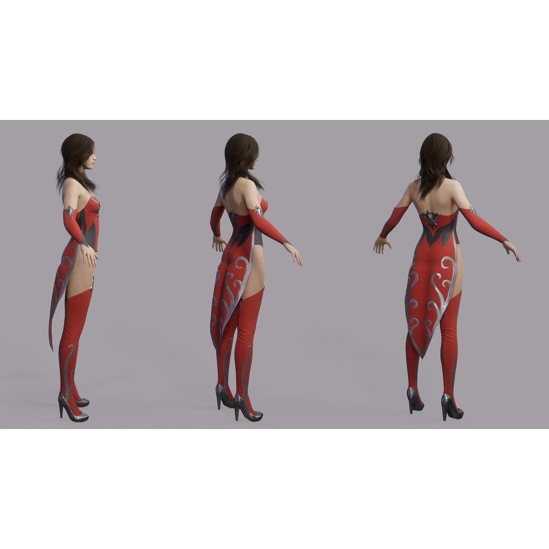 Fantasy Female Wizard 3D Model – Low Poly Game-Ready Asset, FBX, OBJ - View 21
