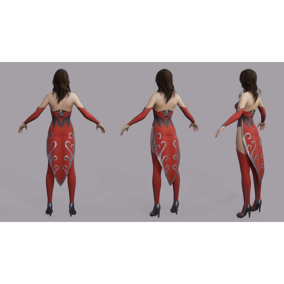 Fantasy Female Wizard 3D Model – Low Poly Game-Ready Asset, FBX, OBJ - View 22