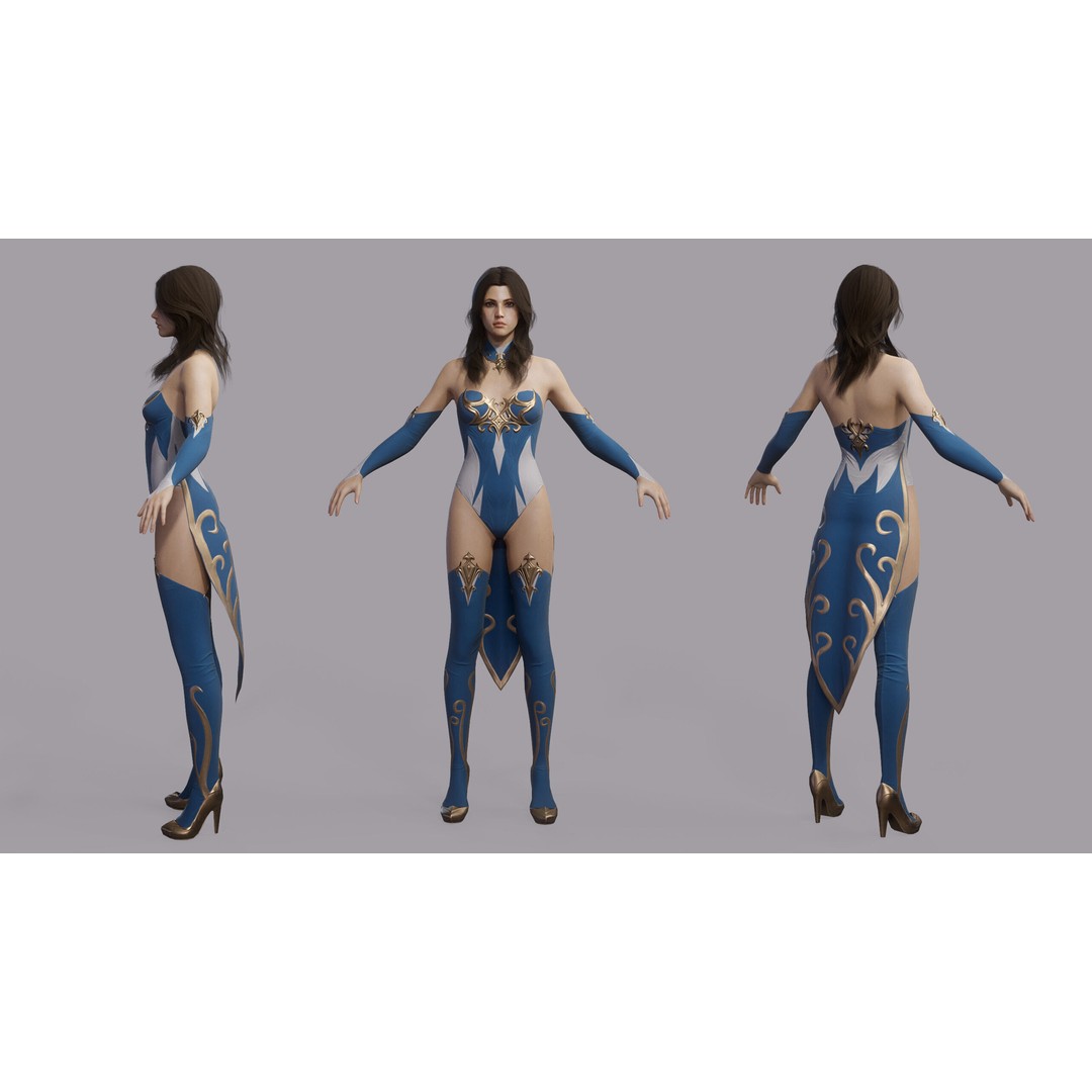 Fantasy Female Wizard 3D Model – Low Poly Game-Ready Asset, FBX, OBJ - View 25