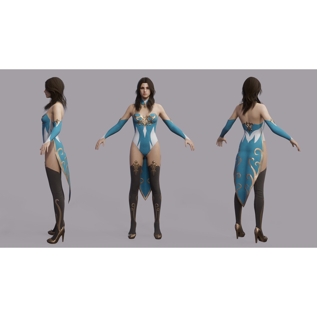 Fantasy Female Wizard 3D Model – Low Poly Game-Ready Asset, FBX, OBJ - View 26