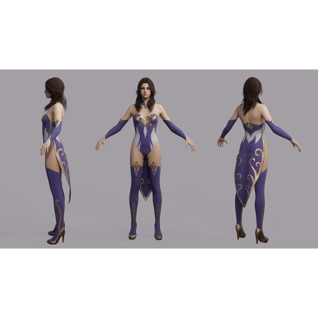 Fantasy Female Wizard 3D Model – Low Poly Game-Ready Asset, FBX, OBJ - View 29