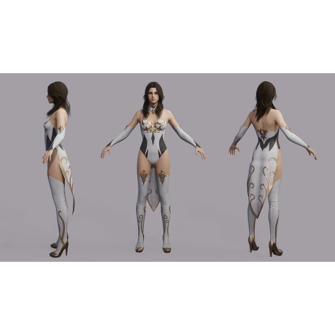 Fantasy Female Wizard 3D Model – Low Poly Game-Ready Asset, FBX, OBJ - View 30