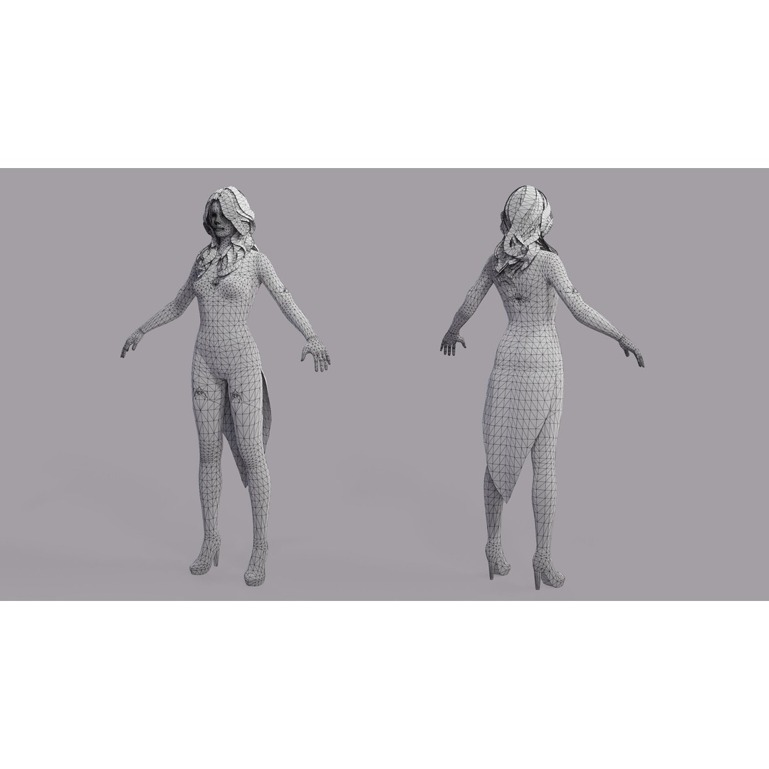 Fantasy Female Wizard 3D Model – Low Poly Game-Ready Asset, FBX, OBJ - View 36