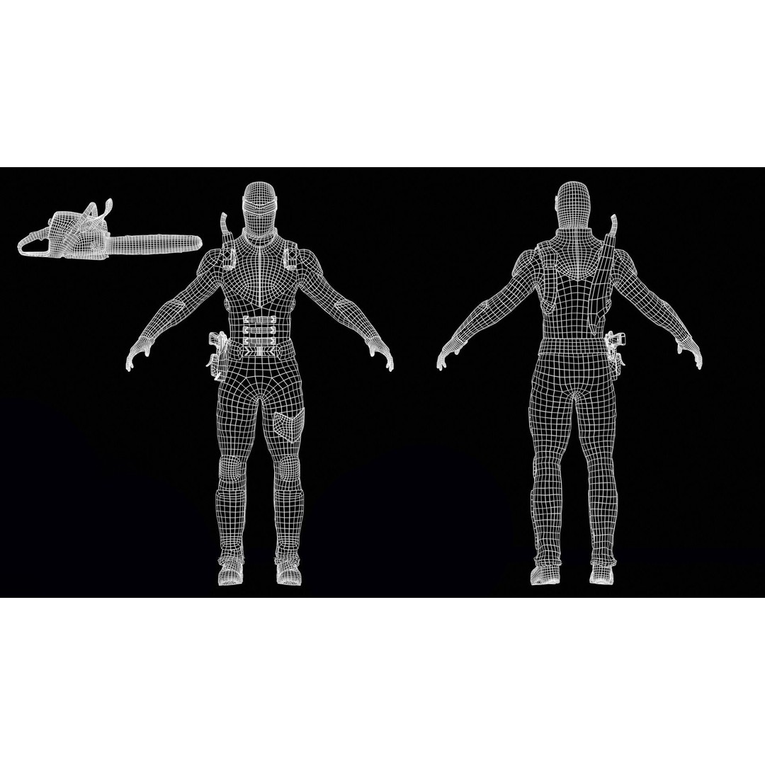 Vigilante 3D Model – Low Poly Character, Rigged, PBR Textures - View 10