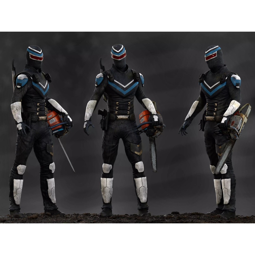 Vigilante 3D Model – Low Poly Character, Rigged, PBR Textures - View 2
