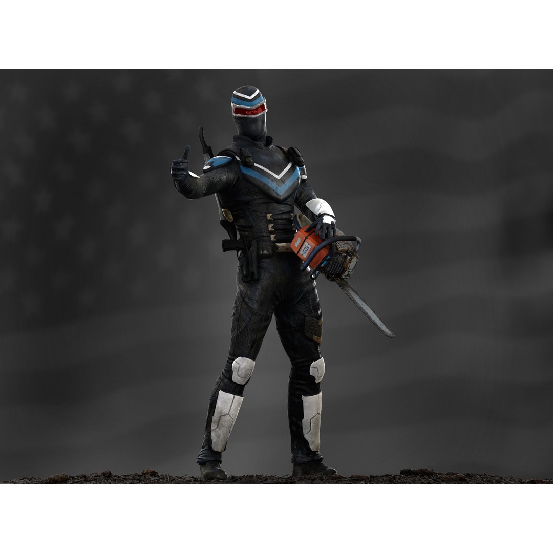 Vigilante 3D Model – Low Poly Character, Rigged, PBR Textures - View 3