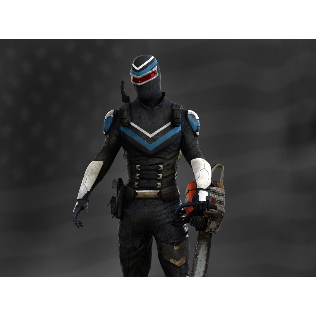 Vigilante 3D Model – Low Poly Character, Rigged, PBR Textures - View 4