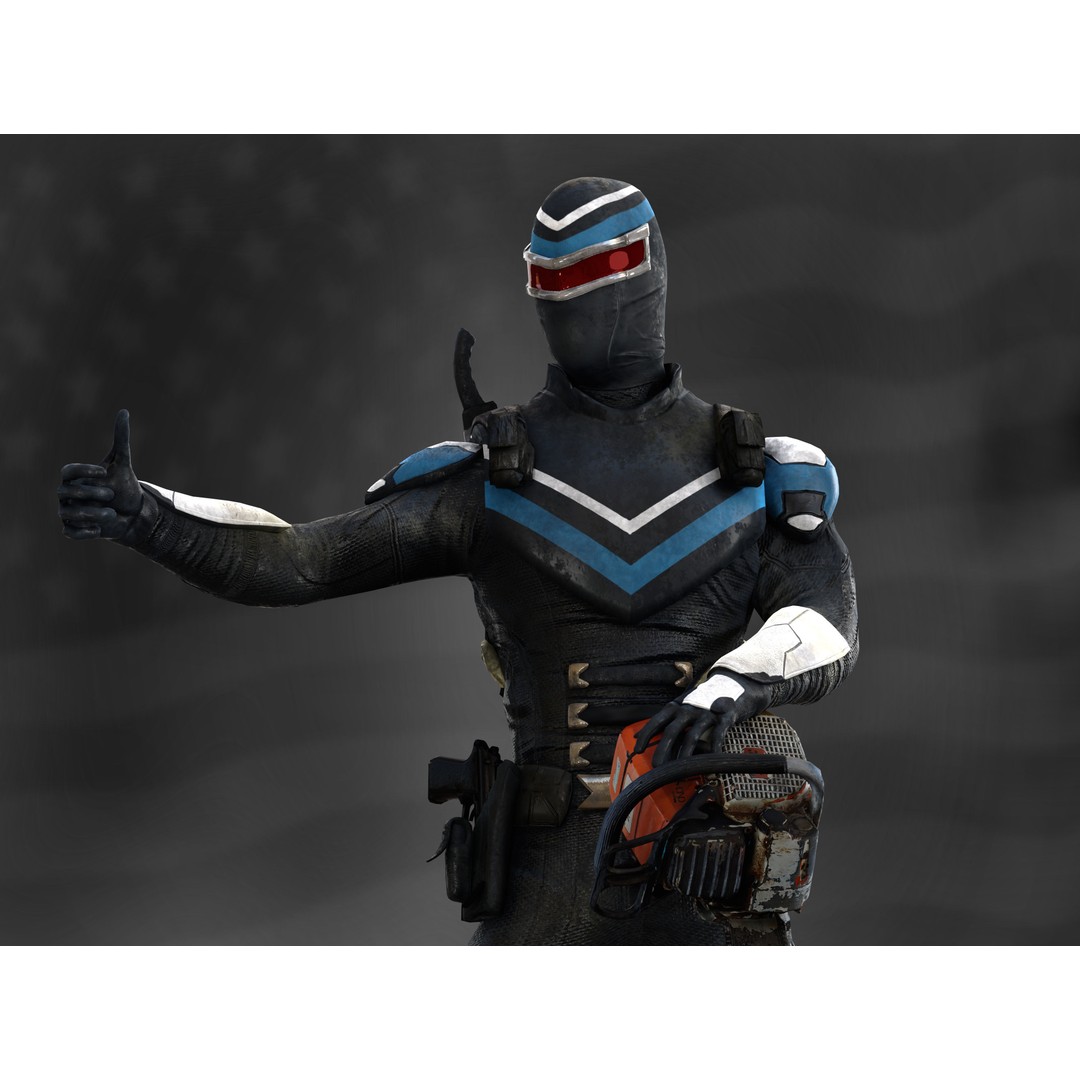 Vigilante 3D Model – Low Poly Character, Rigged, PBR Textures - View 8