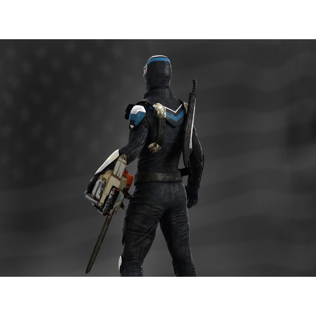 Vigilante 3D Model – Low Poly Character, Rigged, PBR Textures - View 9