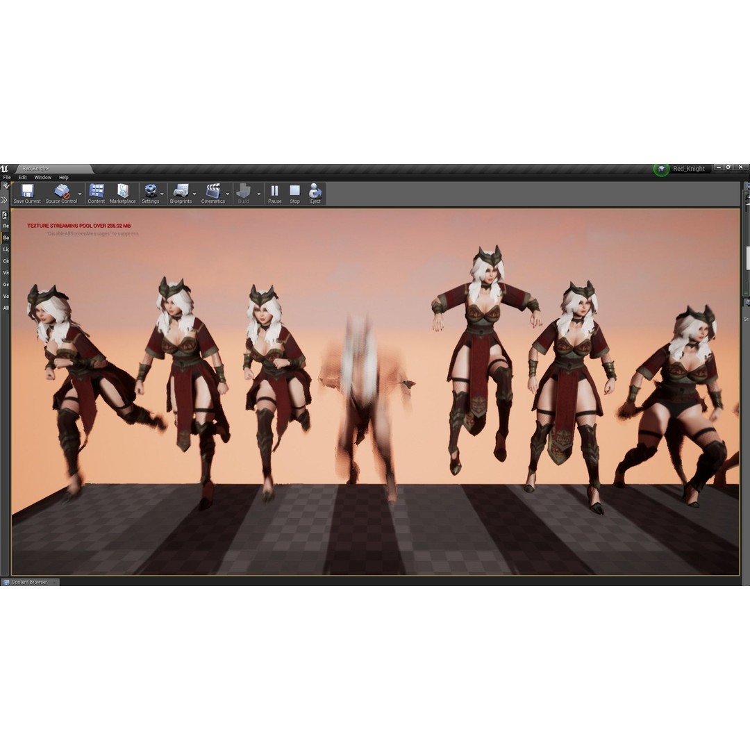 Red Knight Lady 3D Model – Low Poly Rigged Character with PBR Textures