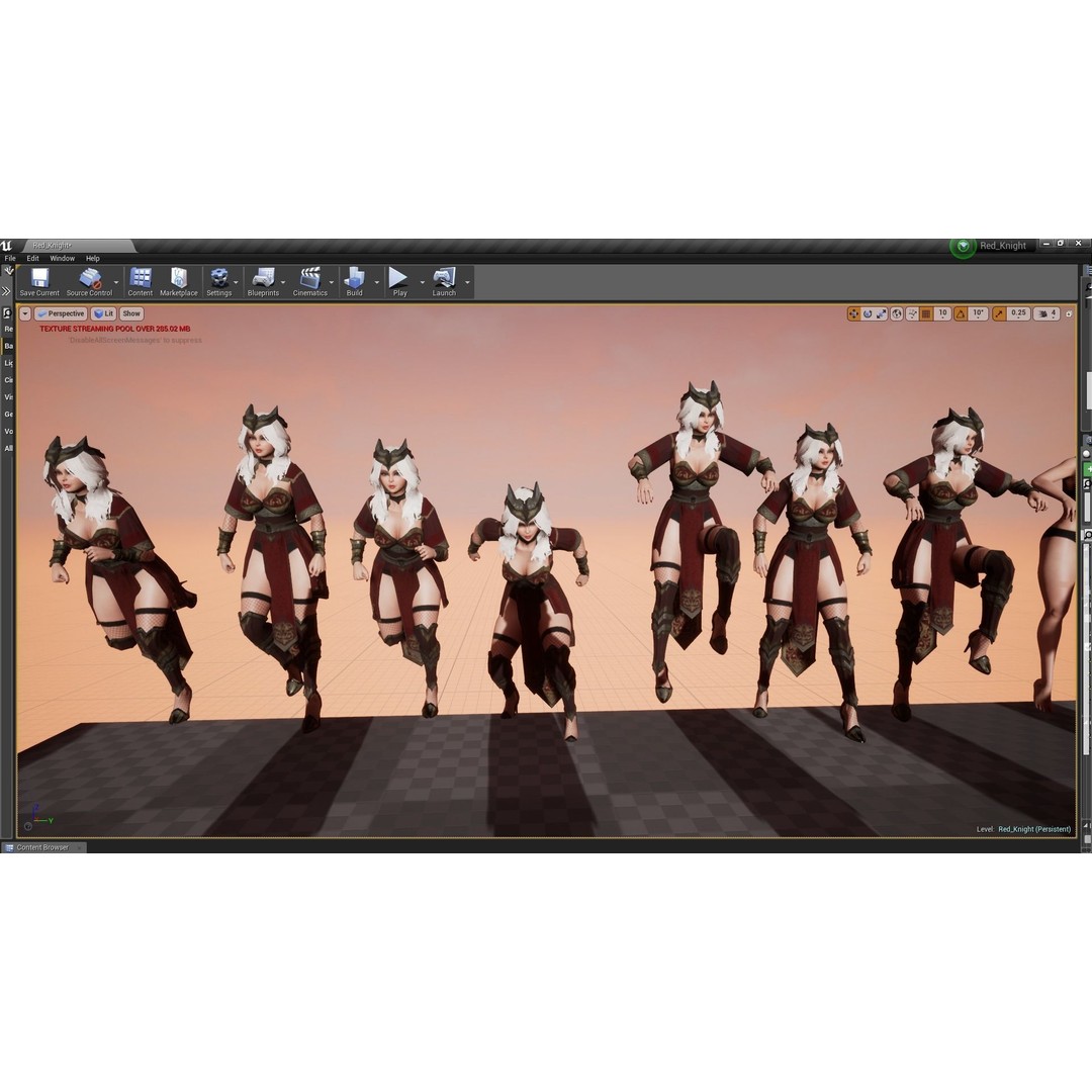 Red Knight Lady 3D Model – Low Poly Rigged Character with PBR Textures - View 12