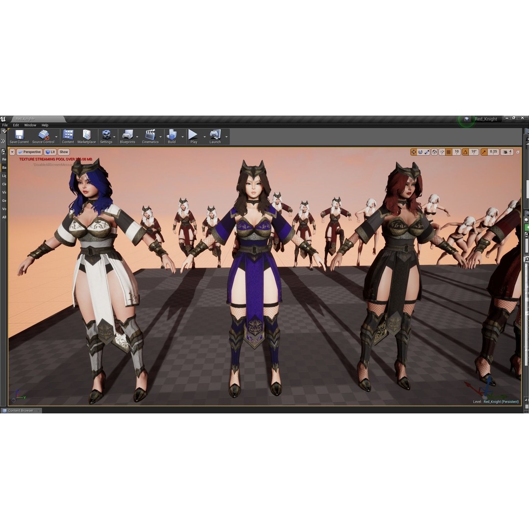 Red Knight Lady 3D Model – Low Poly Rigged Character with PBR Textures - View 14