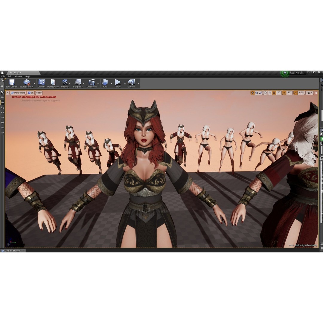 Red Knight Lady 3D Model – Low Poly Rigged Character with PBR Textures - View 16