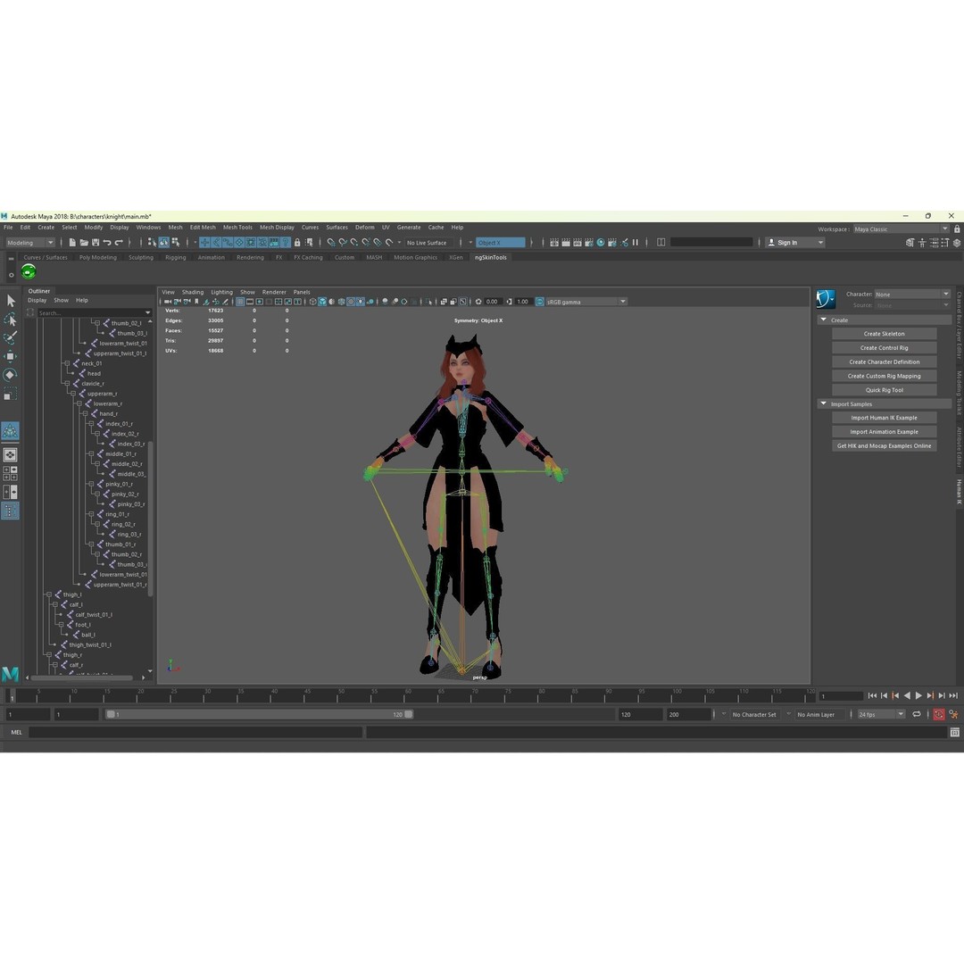 Red Knight Lady 3D Model – Low Poly Rigged Character with PBR Textures - View 8